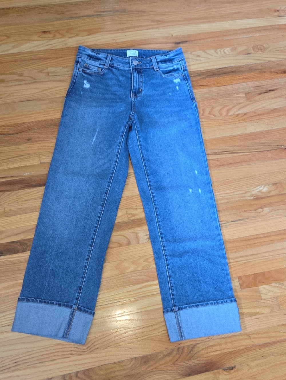 Straight Leg Cuffed Denim Jeans